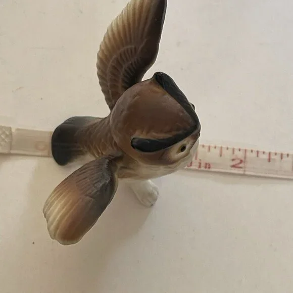 Vintage Miniature Bone China Owl Japan Home Decor Mini Figure Bird - Picture 6 of 7